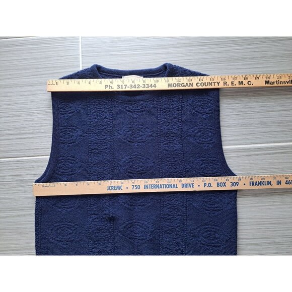 Vtg Pendleton Navy Blue Virgin Wool Sleeveless Sweater Vest M USA Floral Womens - Picture 6 of 7
